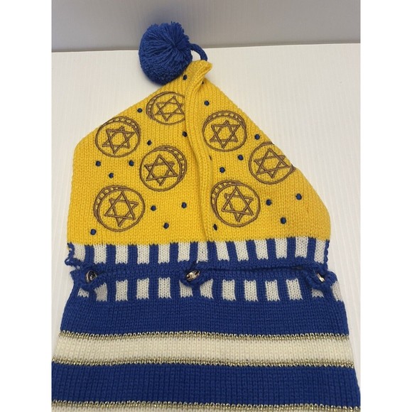 WHOOPI C For Chanukah Blue White And Yellow Dog Sweater & Beanie Set Large - Picture 5 of 10